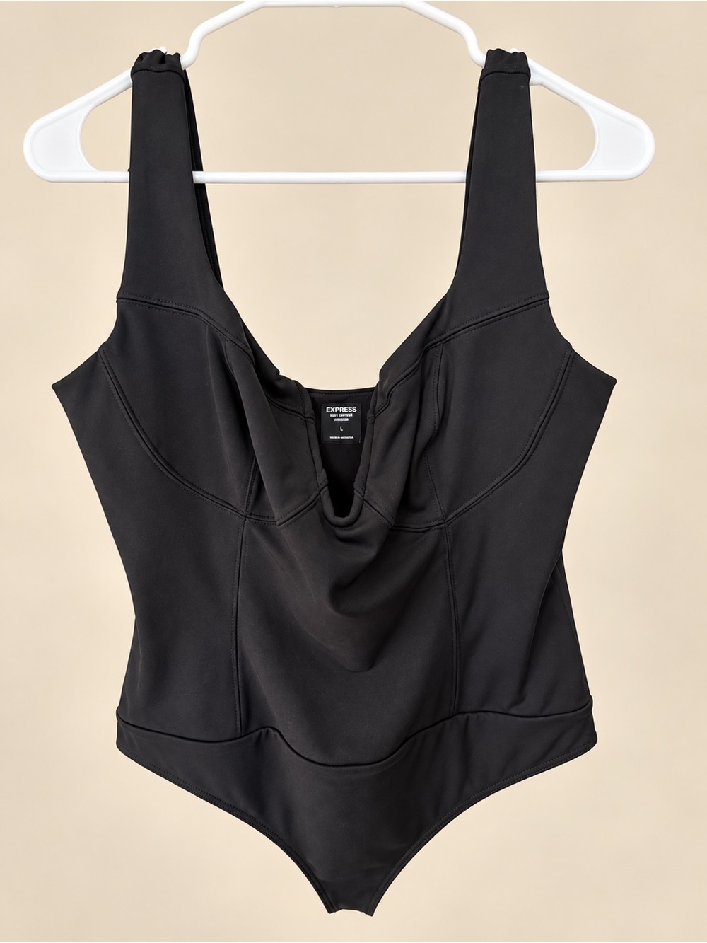 Express Black Draped Cowl-Neck Bodysuit
